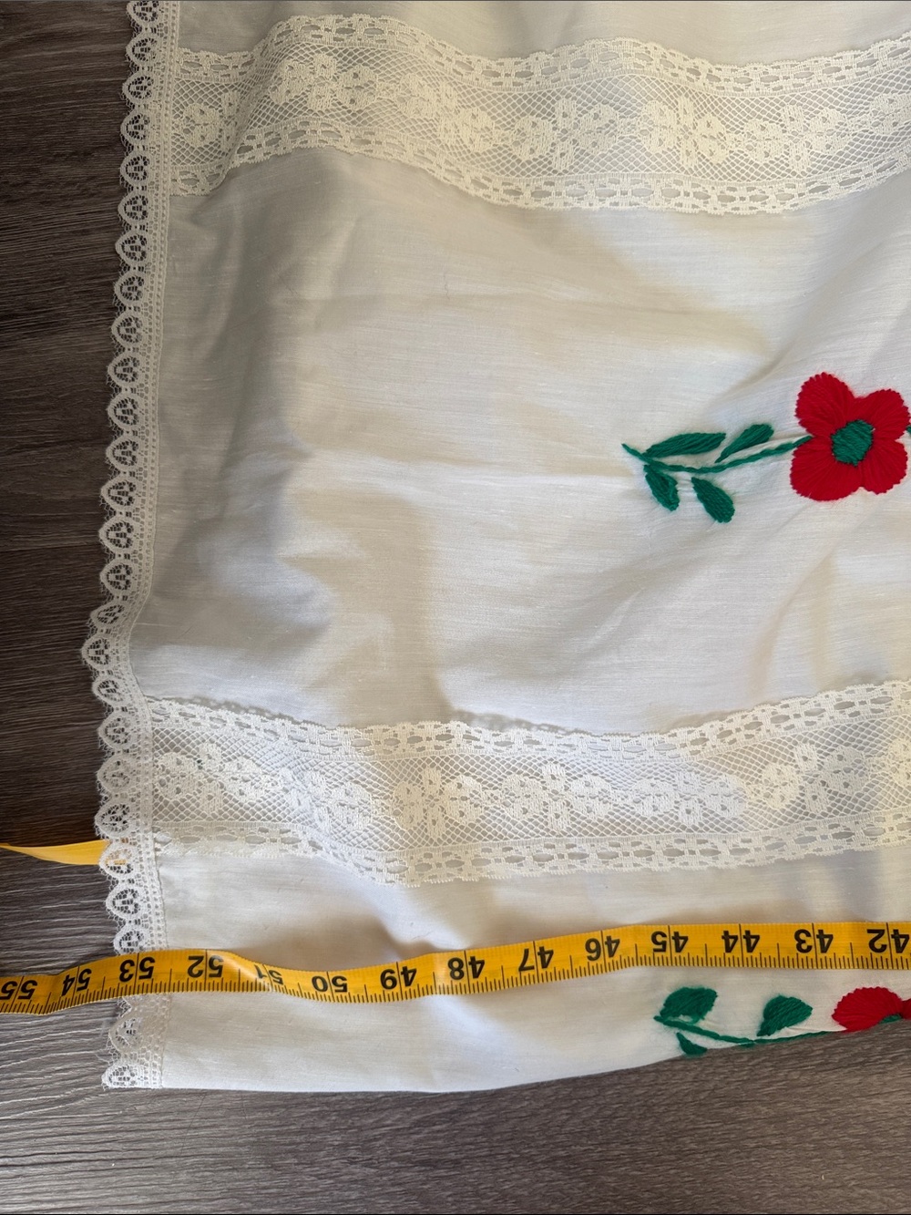 Vintage 70s Embroidered White Boho Maxi Dress with Red Floral Accents - Picture 7 of 8